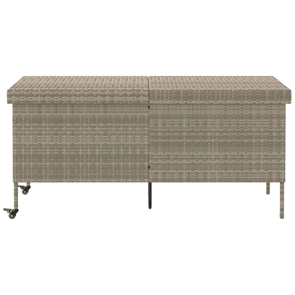 Thumbnail - vidaXL Gartentruhe mit Rollen Hellgrau 160x55x75 cm Poly Rattan