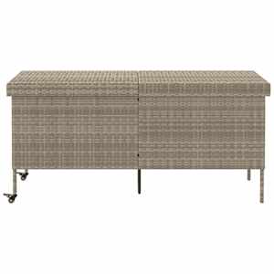 Zahradní úložný box s kolečky světle šedý 160x55x75 polyratan - obrázek 3