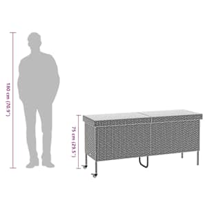 Zahradní úložný box s kolečky světle šedý 160x55x75 polyratan - obrázek 12