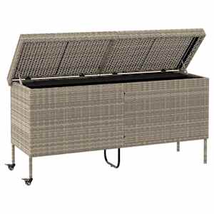 Zahradní úložný box s kolečky světle šedý 160x55x75 polyratan - obrázek 4