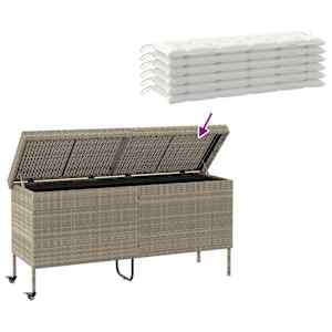 Zahradní úložný box s kolečky světle šedý 160x55x75 polyratan - obrázek 7