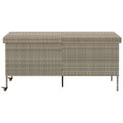 vidaXL Bo&icirc;te de rangement de jardin et roues gris clair r&eacute;sine tress&eacute;e