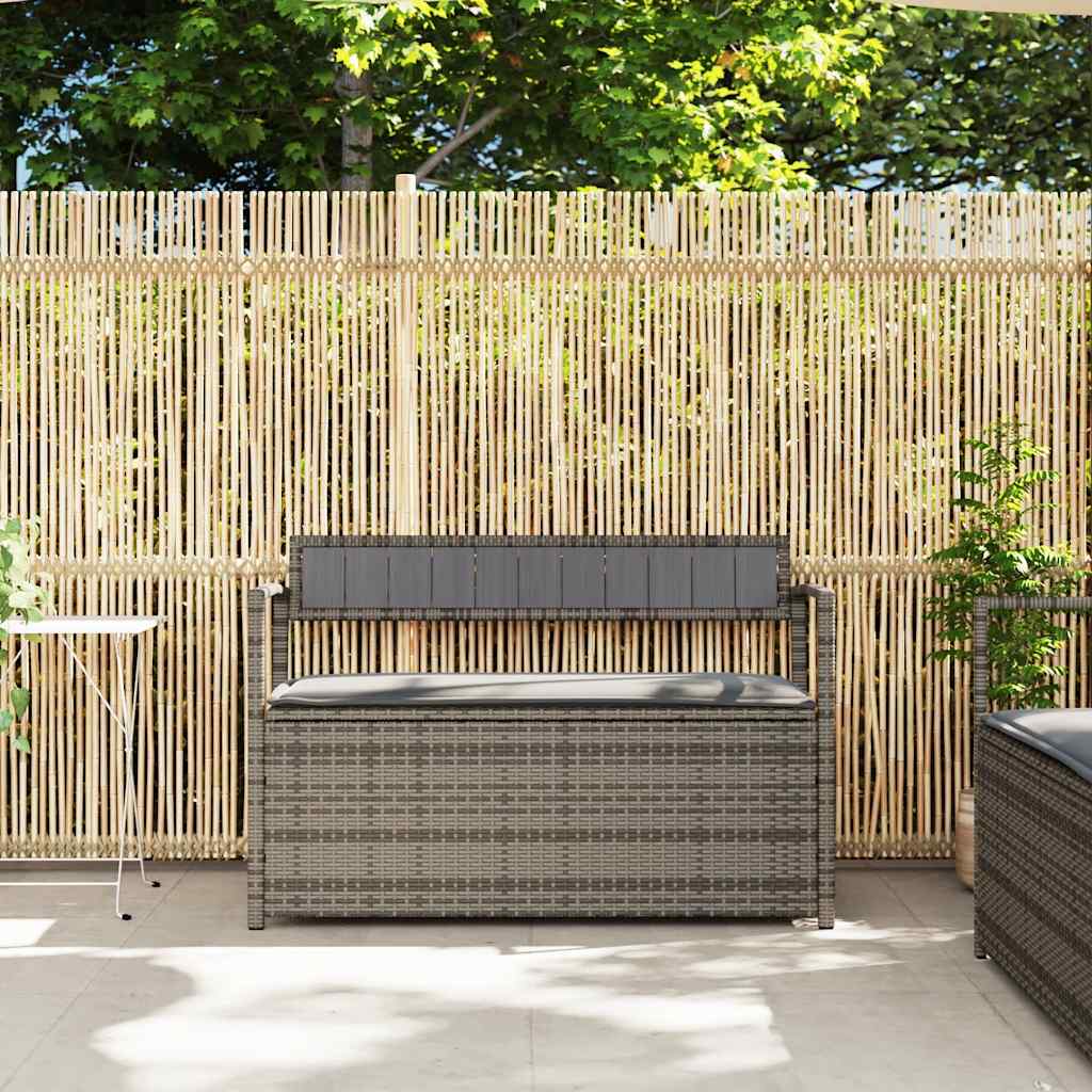 vidaXL Tuinbank met kussen, grijs polyrotan