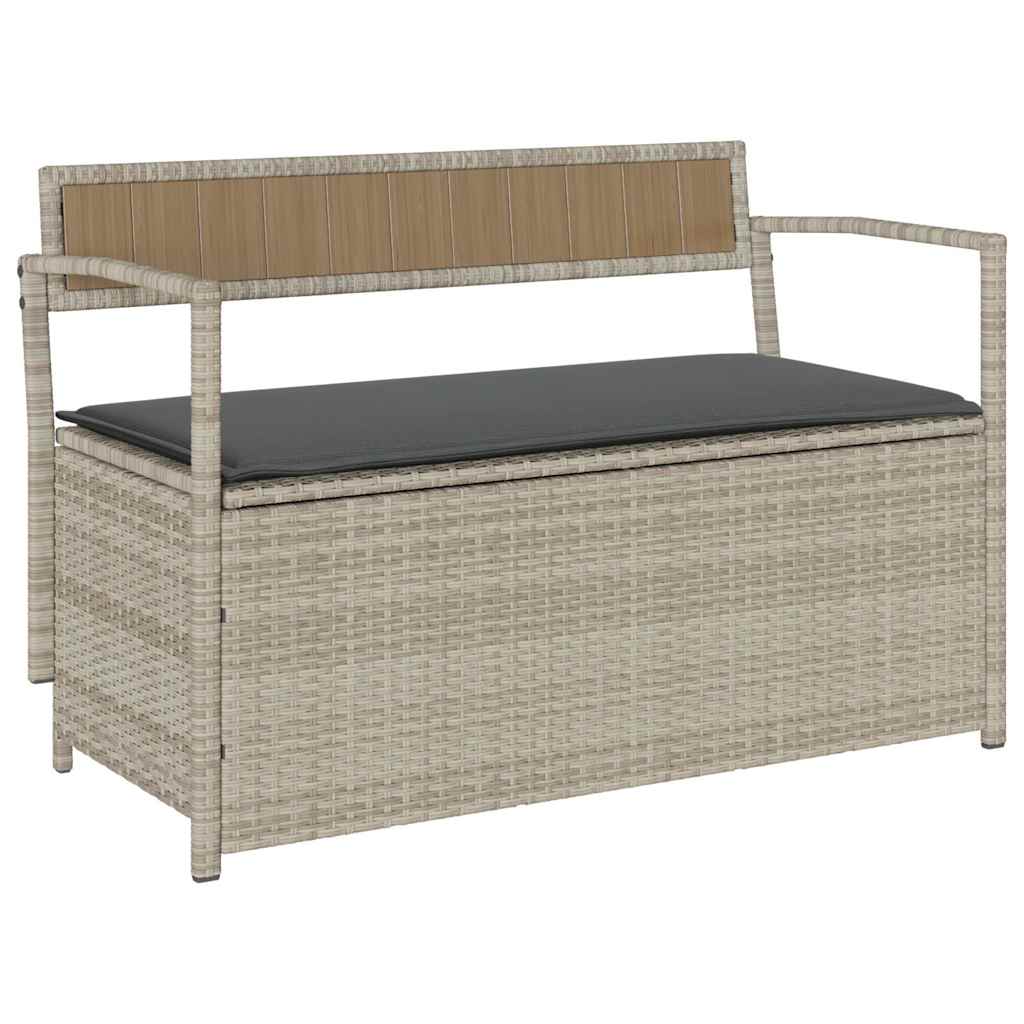 Thumbnail - vidaXL Gartenbank mit Stauraum und Kissen Hellgrau Poly Rattan