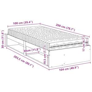 Válenda s matrace 100 x 200 cm masivní borovice - obrázek 13