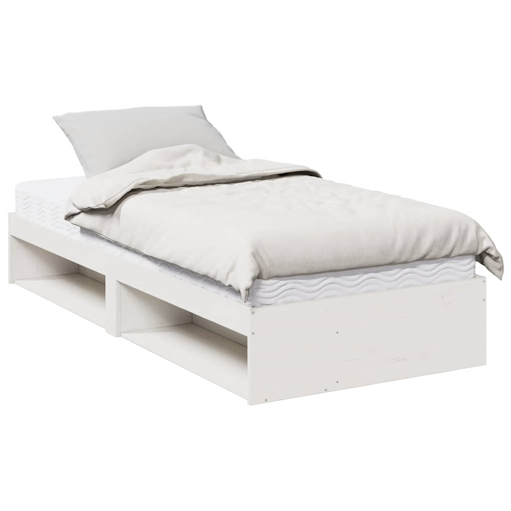 vidaXL Slaapbank met matras 100x200 cm massief grenenhout wit, foto 3