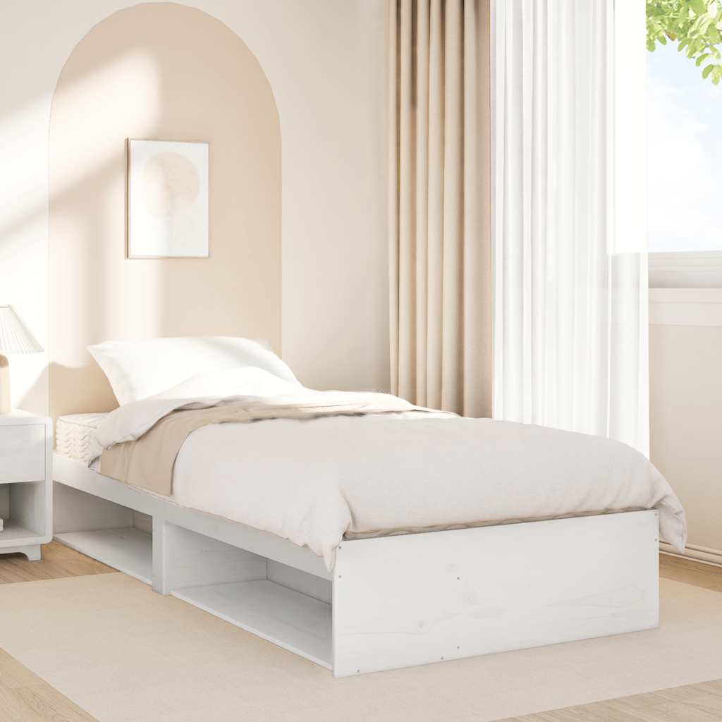 vidaXL Slaapbank met matras 100x200 cm massief grenenhout wit afbeelding