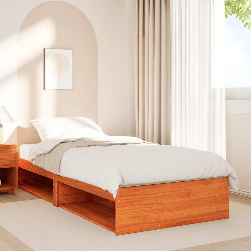 vidaXL Bedbank met matras wasbruin 100x200 cm massief grenenhout afbeelding