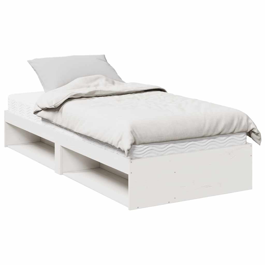 vidaXL Slaapbank met matras 90x200 cm massief grenenhout wit, foto 3