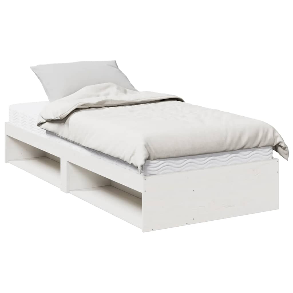 vidaXL Slaapbank met matras 90x190 cm massief grenenhout wit, foto 3