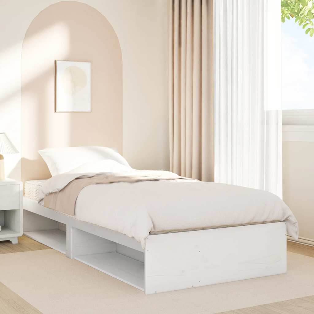 vidaXL Slaapbank met matras 90x190 cm massief grenenhout wit, foto 2