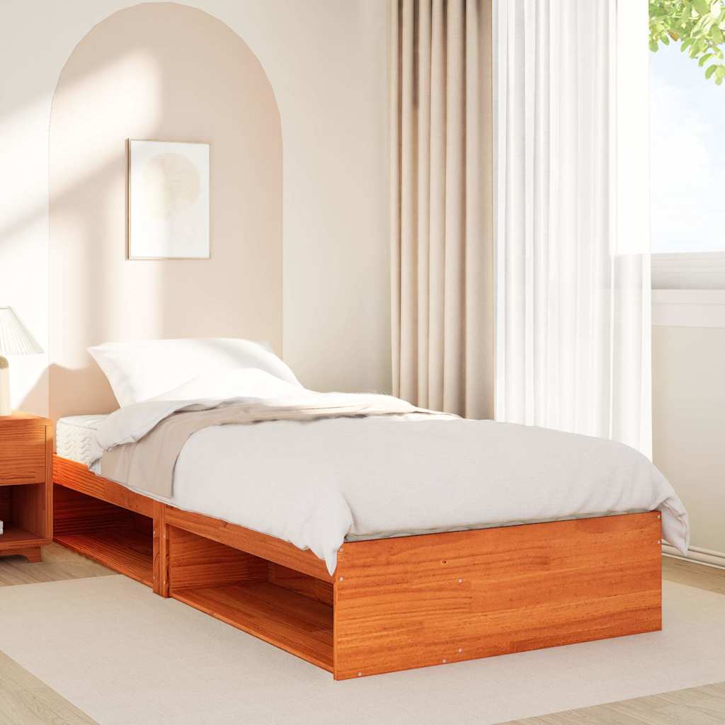 vidaXL Slaapbank me matras 90x190 cm massief grenenhout wasbruin afbeelding