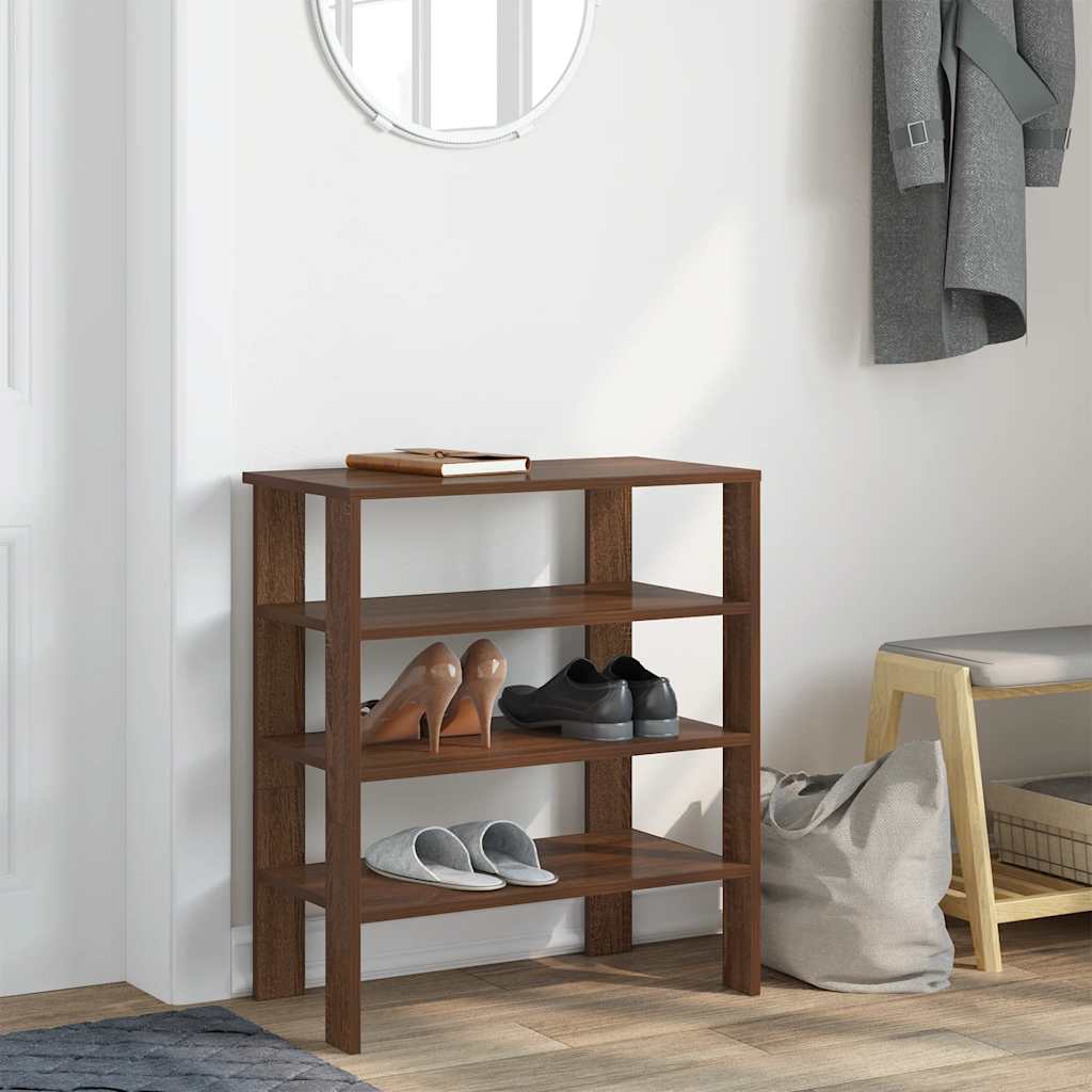 vidaXL Regál na topánky hnedý dub 61x32x70 cm kompozitné drevo