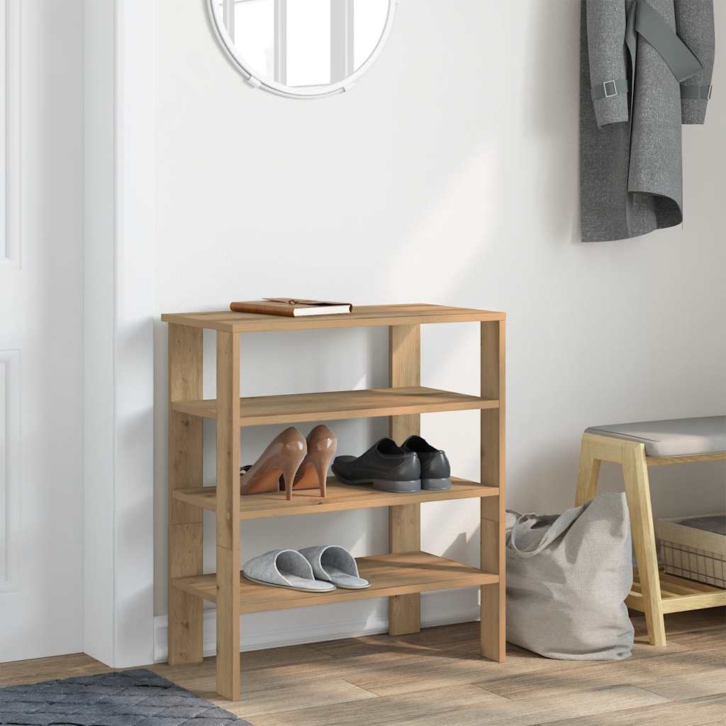 vidaXL Schoenenrek 61x32x70 cm bewerkt hout artisanaal eikenkleur afbeelding