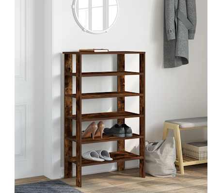 vidaXL &Eacute;tag&egrave;re &agrave; chaussures ch&ecirc;ne fum&eacute; 61x32x105 cm bois d'ing&eacute;nierie