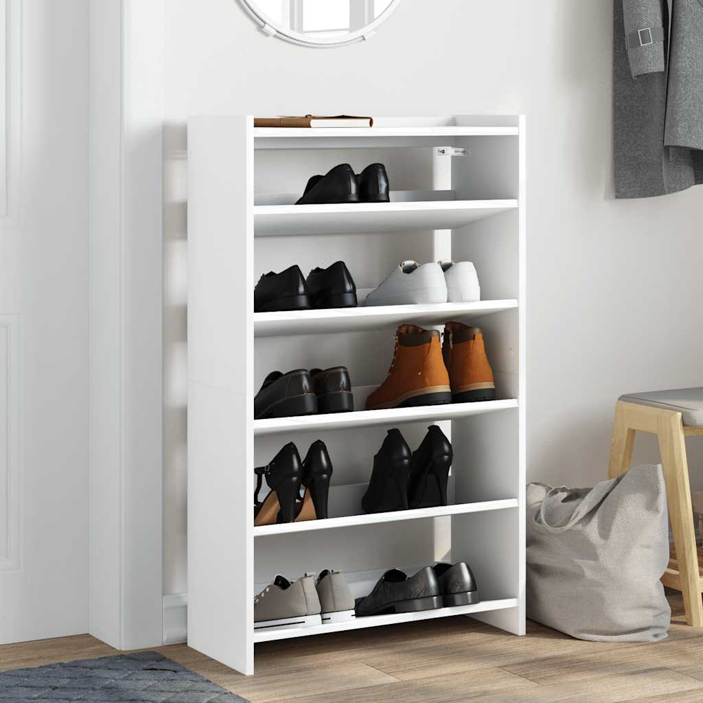 vidaXL Stojan na topánky Biely 60x25x100 cm Engineered Wood