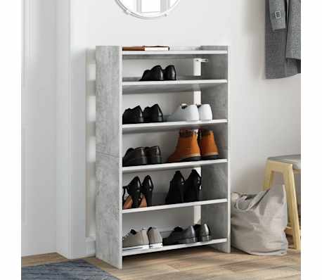 vidaXL Schuhregal Betongrau 60x25x100 cm Holzwerkstoff