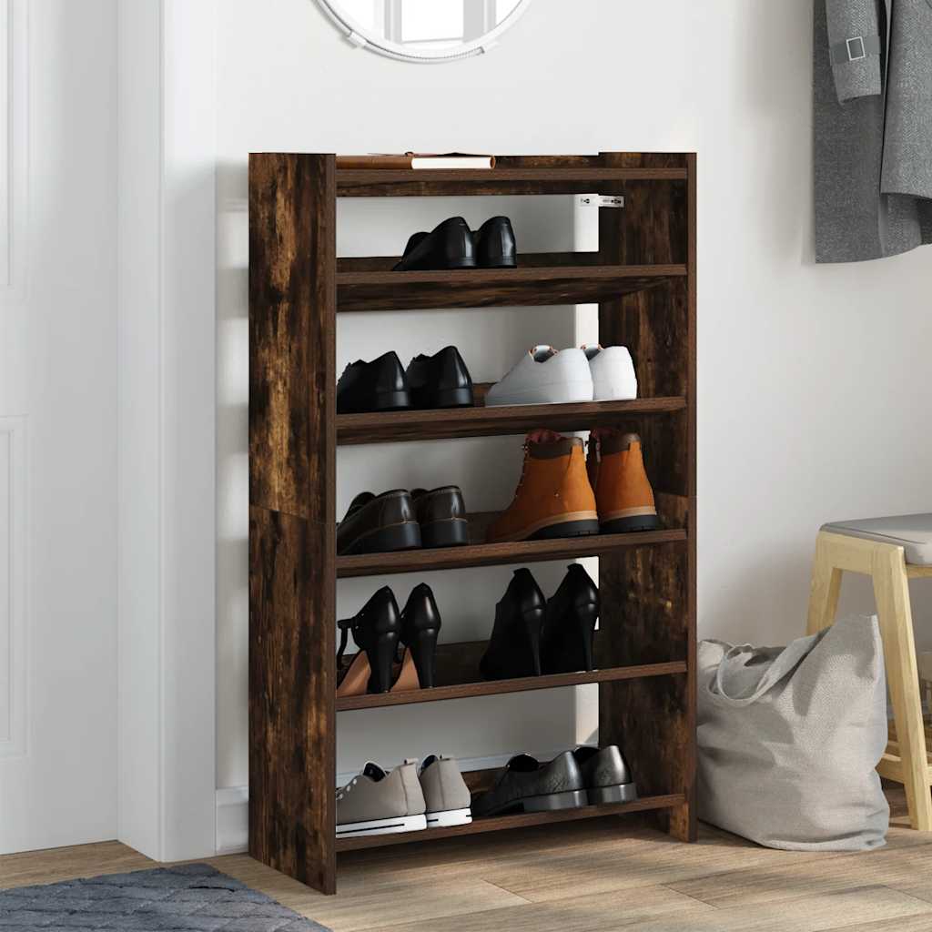 vidaXL Schoenenrek 60x25x100 cm bewerkt hout gerookt eikenkleurig afbeelding