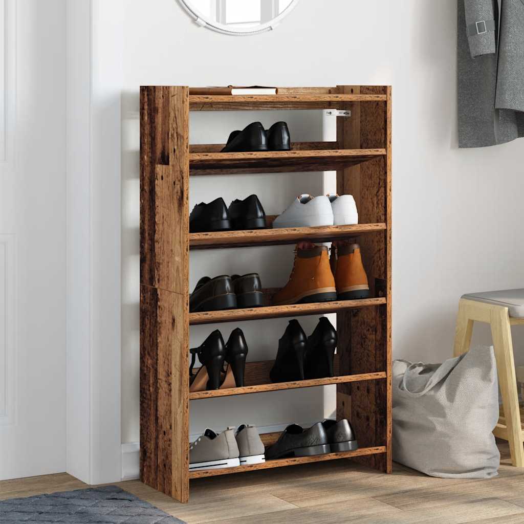 vidaXL Regál na topánky staré drevo 60x25x100 cm spracované drevo
