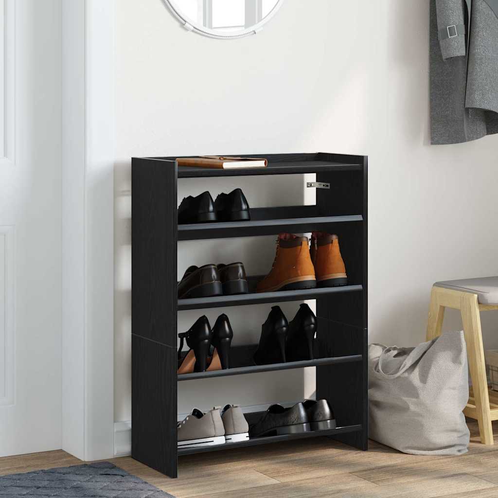 vidaXL fekete szerelt fa cipőtároló szekrény 60x25x81 cm
