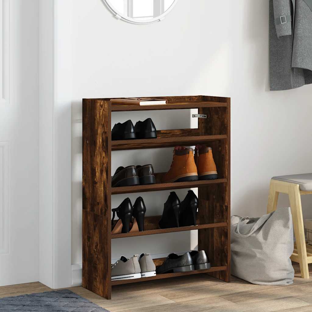 vidaXL Regál na topánky dymový dub 60x25x81 cm kompozitné drevo