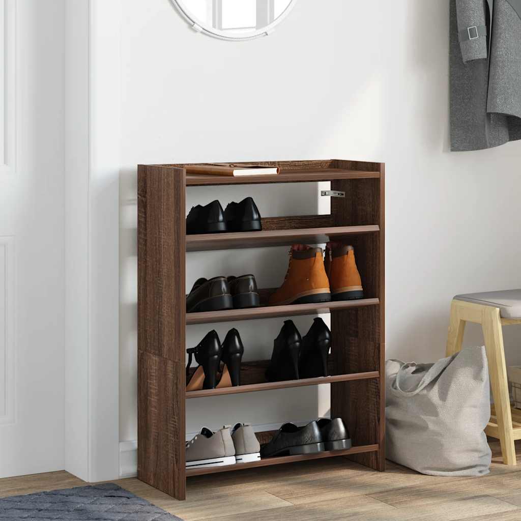 vidaXL barna tölgy színű szerelt fa cipőtartó 60x25x81 cm