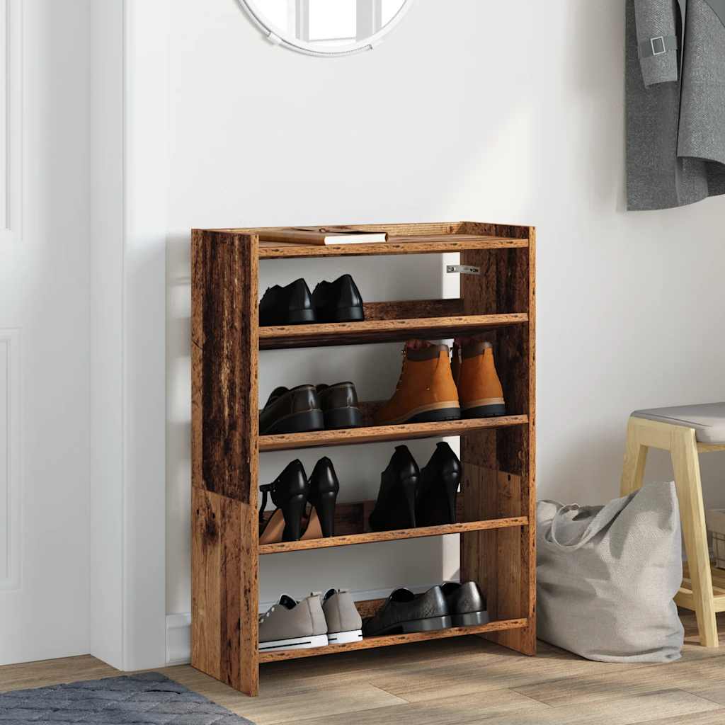 vidaXL Regál na topánky staré drevo 60x25x81 cm spracované drevo