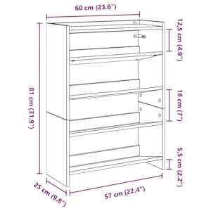 Botník old wood 60x25x81 kompozitní dřevo - obrázek 9