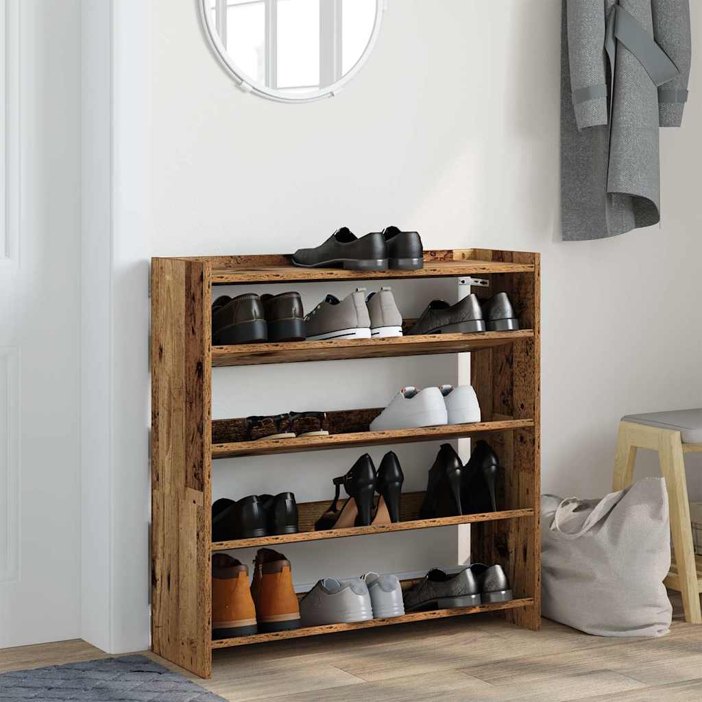 vidaXL Regál na topánky staré drevo 80x25x81 cm spracované drevo