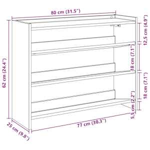 Botník old wood 80x25x62 kompozitní dřevo - obrázek 9