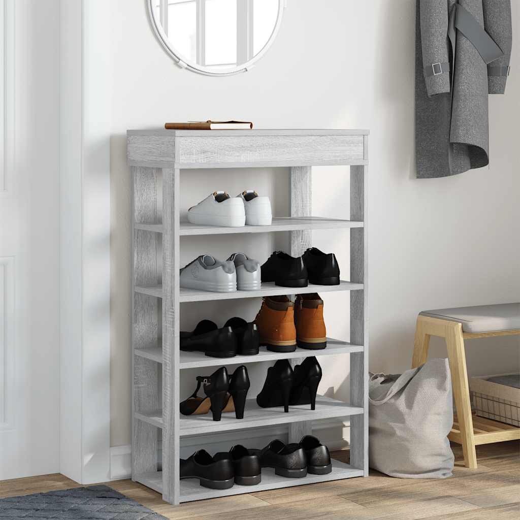 vidaXL Schoenenrek 60x30x98 cm bewerkt hout grijs sonoma afbeelding