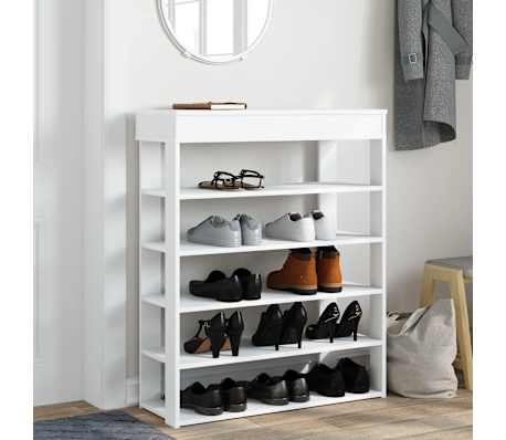 Ράφι παπουτσιών vidaXL Λευκό 80x30x98 cm Κατασκευασμένο ξύλο