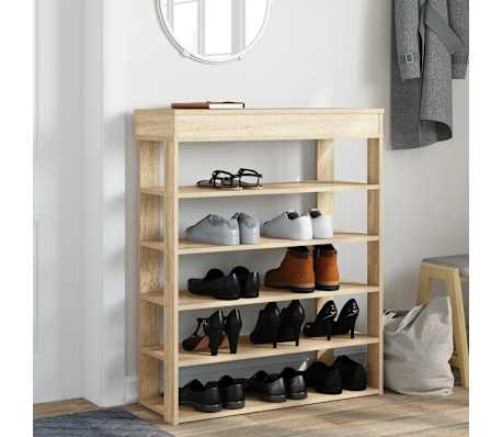 vidaXL Шкаф за обувки, дъб сонома, 80x30x98 см, инженерно дърво