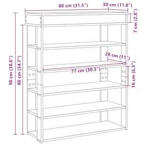 Shoe Rack betonově dub 80x30x98 cm kompozitní dřevo - obrázek 9