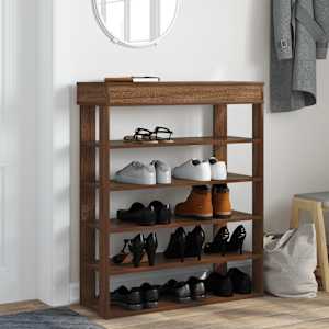 vidaXL Shoe Rack Brown Oak 80x30x98 cm Engineered Wood