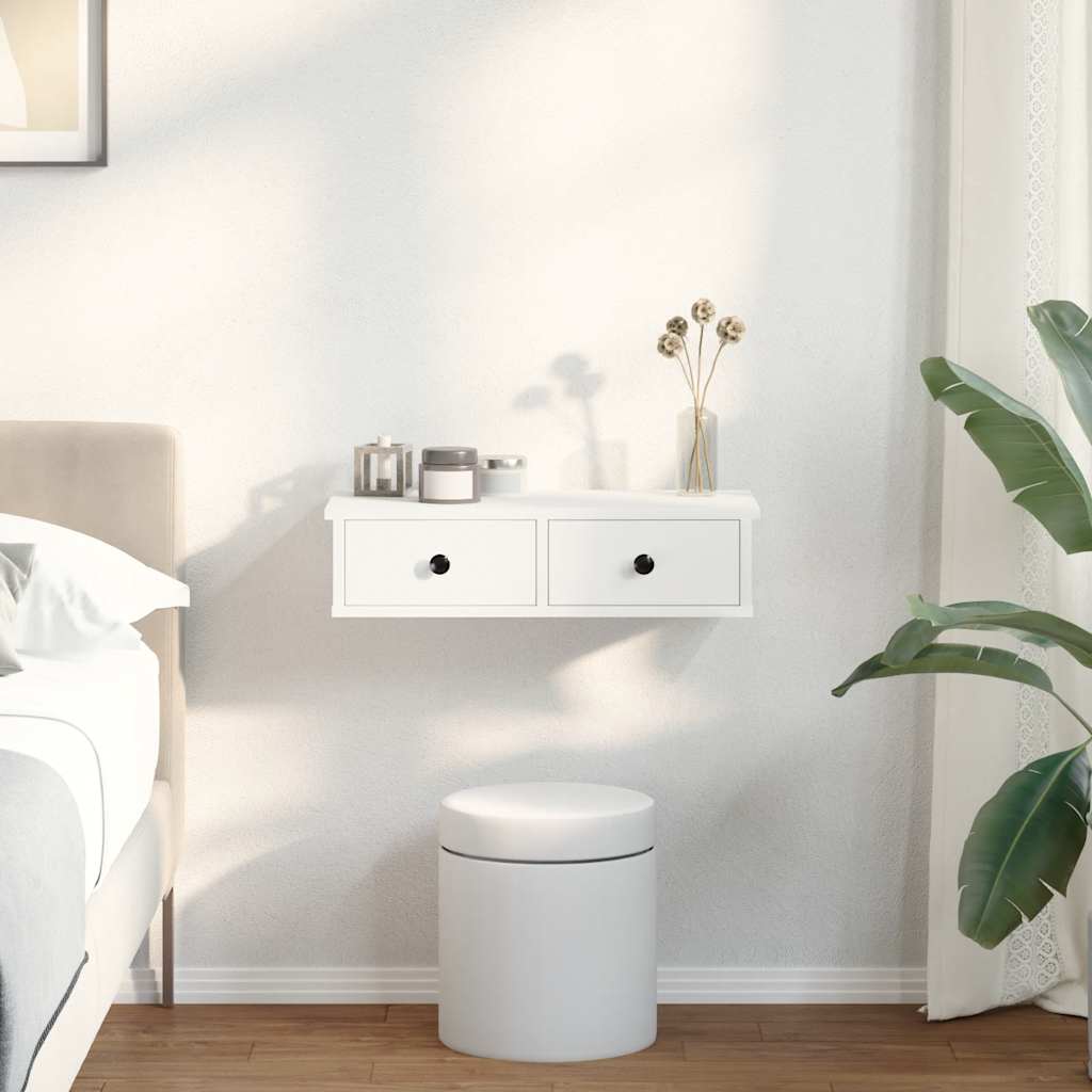 vidaXL Wandregal mit Schubladen Weiß 60x28x15 cm Holzwerkstoff