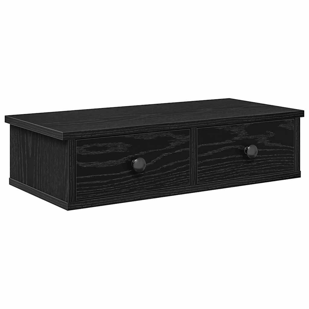 vidaXL Nástěnná police se zásuvkami černá 60x28x15 cm kompozitní dřevo