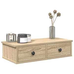 Stenska polica s predali sonoma hrast 60x28x15 cm inž. les