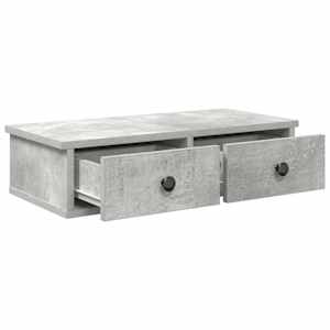 Nástěnná police se zásuvkami betonově šedá 60x28x15 cm kompozit - obrázek 7