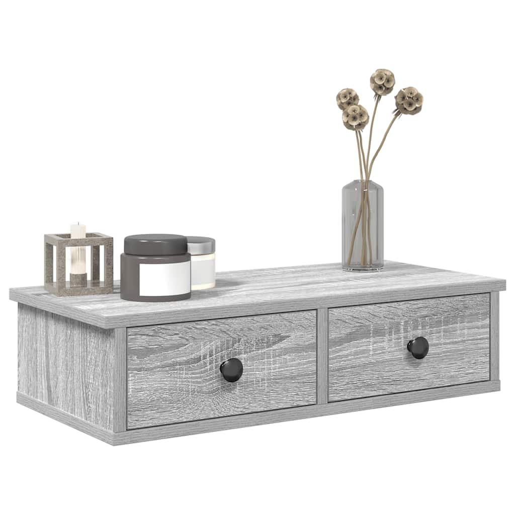 vidaXL Wandregal mit Schubladen Grau Sonoma 60x28x15 cm Holzwerkstoff