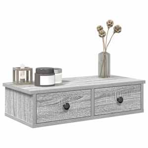 Stenska polica s predali artisan hrast 60x28x15 cm inž. les