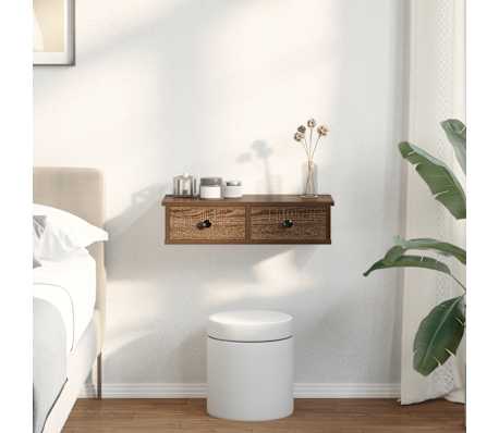 vidaXL vegghilla me&eth; sk&uacute;ffum Br&uacute;n eik 60x28x15 cm Verkfr&aelig;&eth;ivi&eth;ur