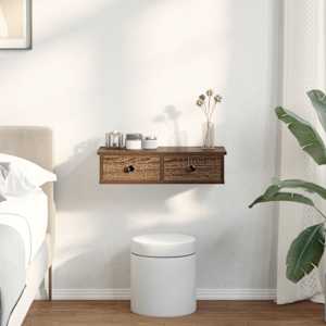 vidaXL vegghilla me&eth; sk&uacute;ffum Br&uacute;n eik 60x28x15 cm Verkfr&aelig;&eth;ivi&eth;ur