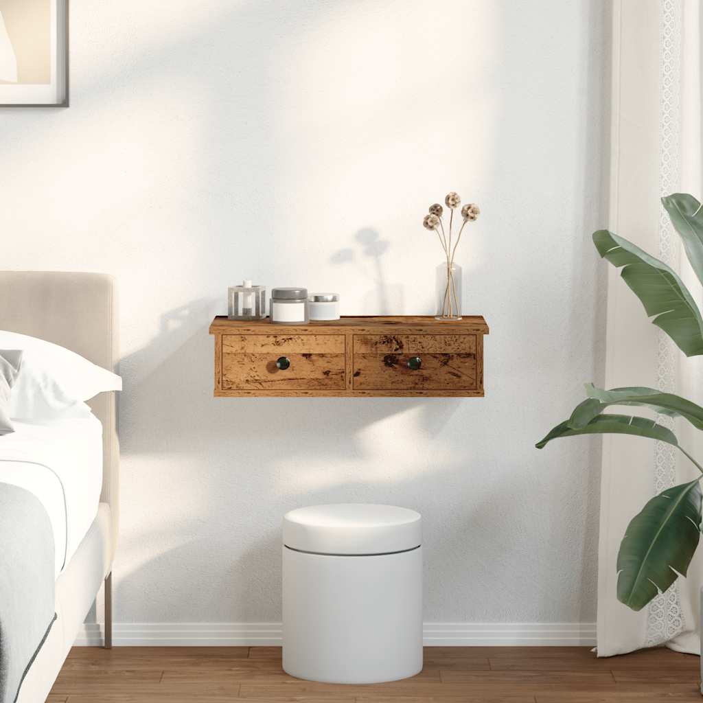 Thumbnail - vidaXL Wandregal mit Schubladen Altholz-Optik 60x28x15cm Holzwerkstoff