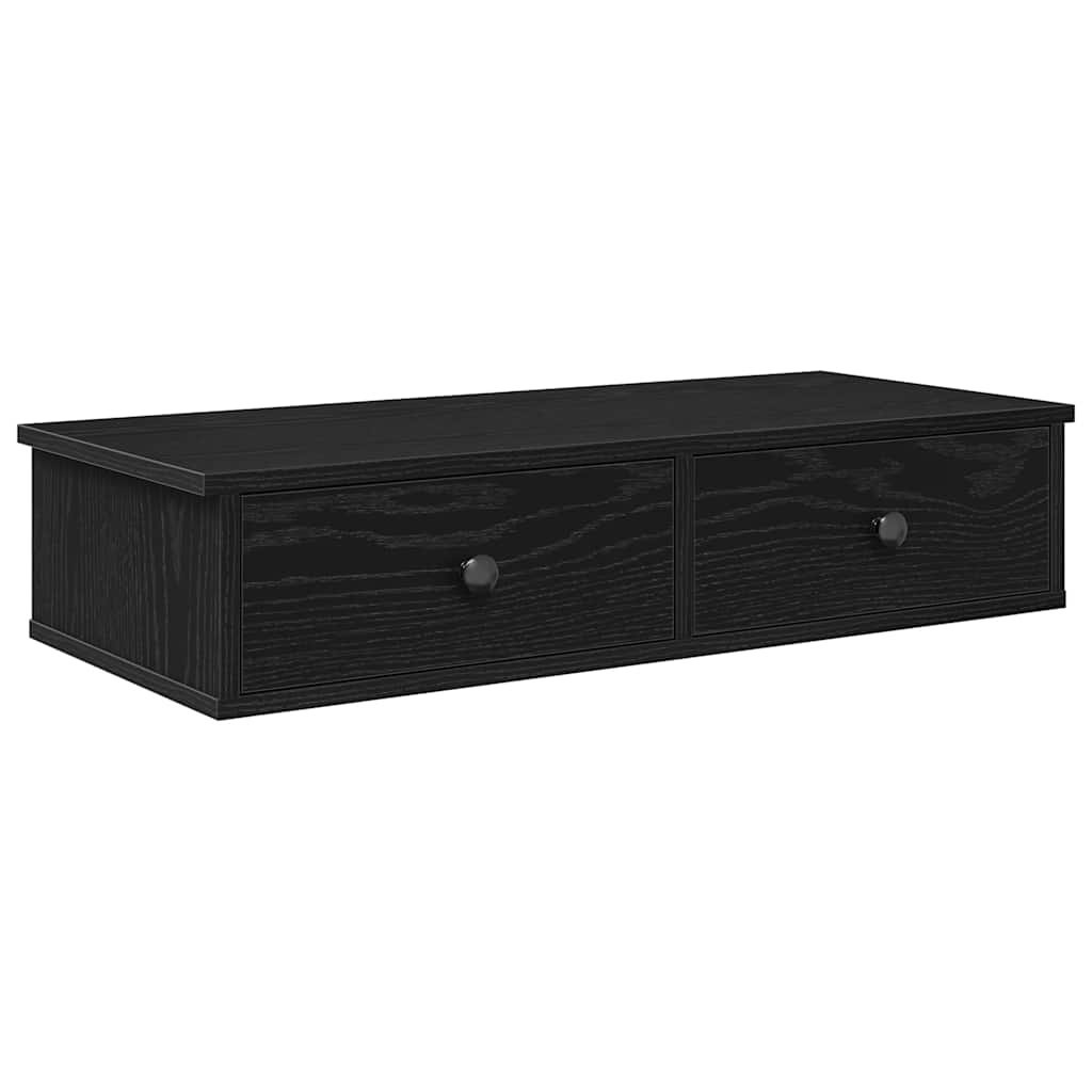 vidaXL Nástěnná police se zásuvkami černá 80x31x17 cm kompozitní dřevo