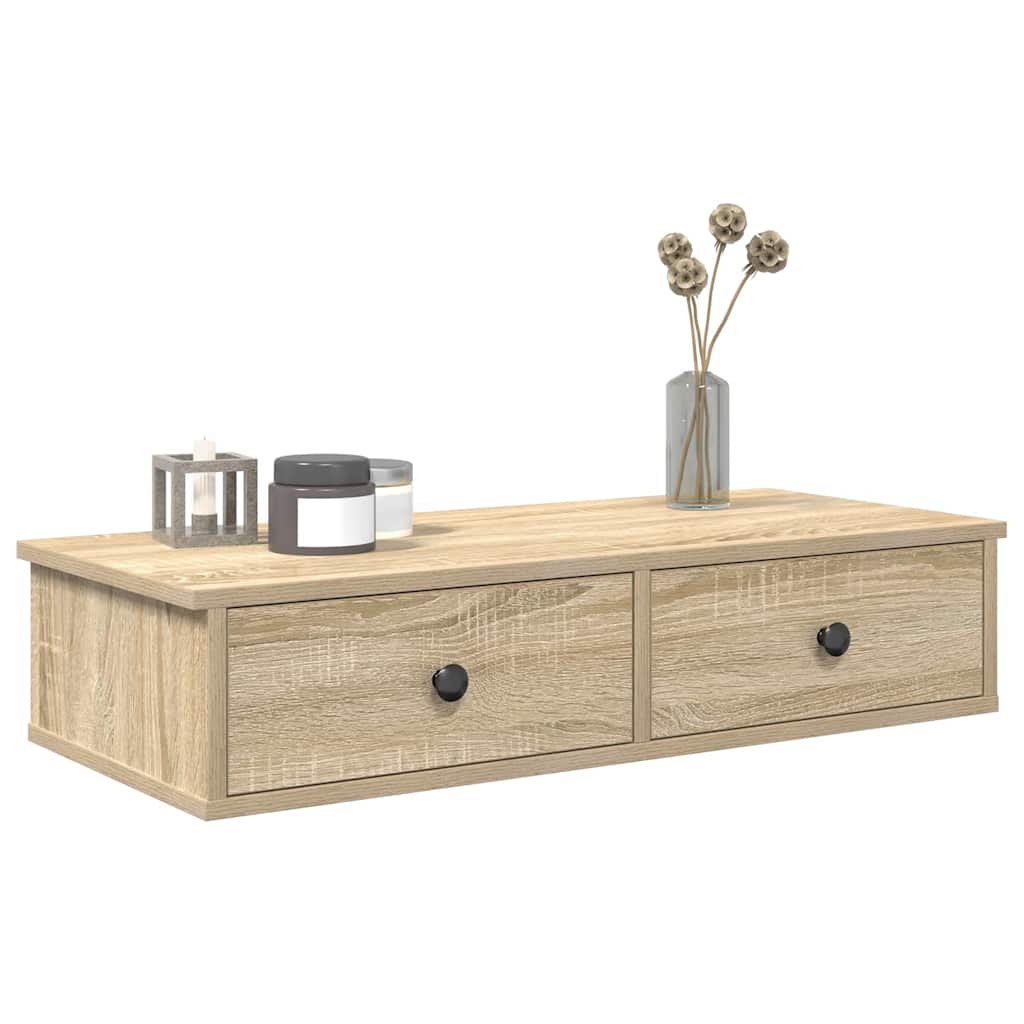 vidaXL Wandregal mit Schubladen Sonoma-Eiche 80x34x17 cm Holzwerkstoff