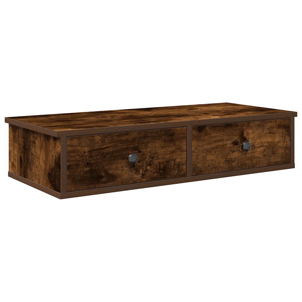 vidaXL Nástěnná police se zásuvkami kouřový dub 80x31x17 cm kompozit
