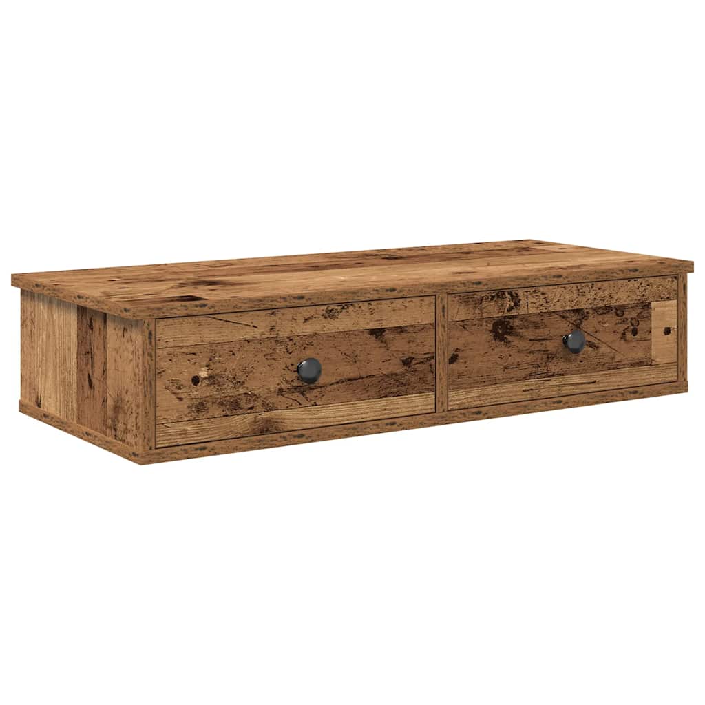 vidaXL Nástěnná police se zásuvkami old wood 80 x 31 x 17 cm kompozit