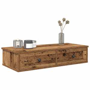 Nástěnná police se zásuvkami old wood 80 x 31 x 17 cm kompozit - obrázek 1