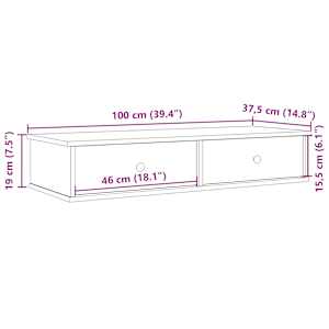 Nástěnná police se zásuvkami černá 100x37,5x19 cm kompozit - obrázek 11